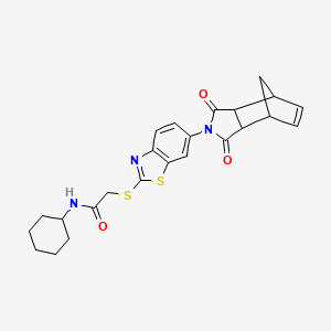 N-cyclohexyl-2-{[6-(1,3-dioxo-1,3,3a,4,7,7a-hexahydro-2H-4,7-methanoisoindol-2-yl)-1,3-benzothiazol-2-yl]sulfanyl}acetamide