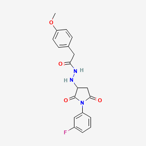 molecular formula C19H18FN3O4 B11085738 N'-[1-(3-fluorophenyl)-2,5-dioxopyrrolidin-3-yl]-2-(4-methoxyphenyl)acetohydrazide 