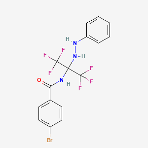 molecular formula C16H12BrF6N3O B11085745 4-bromo-N-[1,1,1,3,3,3-hexafluoro-2-(2-phenylhydrazinyl)propan-2-yl]benzamide 