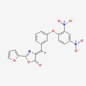 molecular formula C20H11N3O8 B11085751 (4Z)-4-[3-(2,4-dinitrophenoxy)benzylidene]-2-(furan-2-yl)-1,3-oxazol-5(4H)-one 