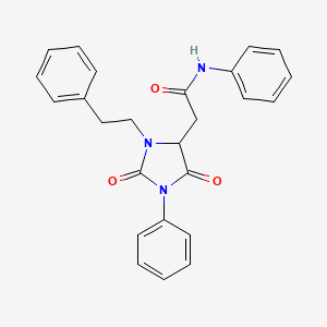 molecular formula C25H23N3O3 B11085759 2-[2,5-dioxo-1-phenyl-3-(2-phenylethyl)imidazolidin-4-yl]-N-phenylacetamide 