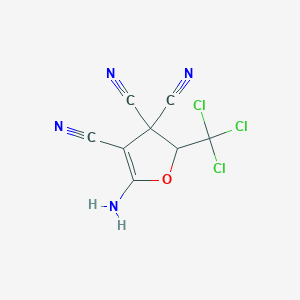 molecular formula C8H3Cl3N4O B11085761 5-amino-2-(trichloromethyl)furan-3,3,4(2H)-tricarbonitrile 