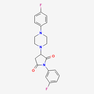 molecular formula C20H19F2N3O2 B11085763 1-(3-Fluorophenyl)-3-[4-(4-fluorophenyl)piperazin-1-yl]pyrrolidine-2,5-dione 