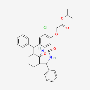 molecular formula C32H33ClN2O5 B11085798 Isopropyl 2-[(10-chloro-2-oxo-4,8-diphenyl-1,2,3,4,4A,5,6,7,7A,8-decahydrochromeno[3,2-I]quinazolin-11-YL)oxy]acetate 