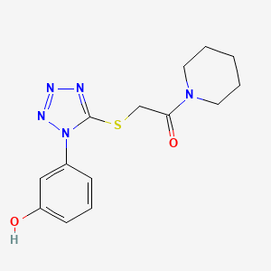 molecular formula C14H17N5O2S B11085859 2-{[1-(3-hydroxyphenyl)-1H-tetrazol-5-yl]sulfanyl}-1-(piperidin-1-yl)ethanone 