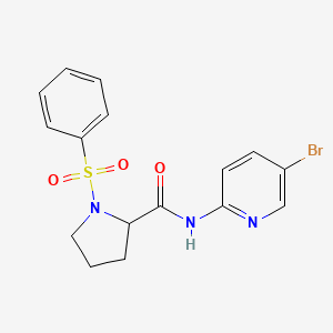 molecular formula C16H16BrN3O3S B11085863 1-(benzenesulfonyl)-N-(5-bromopyridin-2-yl)pyrrolidine-2-carboxamide 