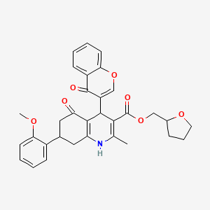 tetrahydrofuran-2-ylmethyl 7-(2-methoxyphenyl)-2-methyl-5-oxo-4-(4-oxo-4H-chromen-3-yl)-1,4,5,6,7,8-hexahydroquinoline-3-carboxylate