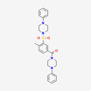 molecular formula C28H32N4O3S B11085893 {4-Methyl-3-[(4-phenylpiperazin-1-yl)sulfonyl]phenyl}(4-phenylpiperazin-1-yl)methanone 