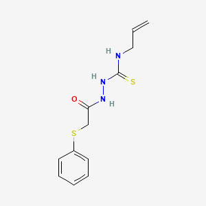 molecular formula C12H15N3OS2 B11085895 2-[(phenylsulfanyl)acetyl]-N-(prop-2-en-1-yl)hydrazinecarbothioamide 