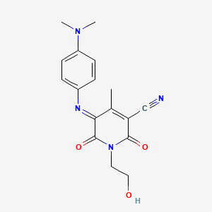 molecular formula C17H18N4O3 B11085904 5-[4-(Dimethylamino)phenyl]imino-1-(2-hydroxyethyl)-2,6-diketo-4-methyl-nicotinonitrile 