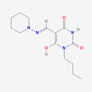 (5E)-1-butyl-5-[(piperidin-1-ylamino)methylidene]pyrimidine-2,4,6(1H,3H,5H)-trione