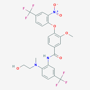 molecular formula C25H21F6N3O6 B11085910 N-{2-[(2-hydroxyethyl)(methyl)amino]-5-(trifluoromethyl)phenyl}-3-methoxy-4-[2-nitro-4-(trifluoromethyl)phenoxy]benzamide 