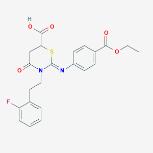 (2Z)-2-{[4-(ethoxycarbonyl)phenyl]imino}-3-[2-(2-fluorophenyl)ethyl]-4-oxo-1,3-thiazinane-6-carboxylic acid