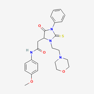 N-(4-methoxyphenyl)-2-{3-[2-(morpholin-4-yl)ethyl]-5-oxo-1-phenyl-2-thioxoimidazolidin-4-yl}acetamide