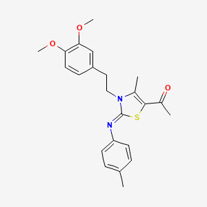 1-{(2E)-3-[2-(3,4-dimethoxyphenyl)ethyl]-4-methyl-2-[(4-methylphenyl)imino]-2,3-dihydro-1,3-thiazol-5-yl}ethanone