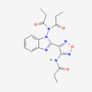 molecular formula C18H20N6O4 B11086000 N-{4-[1-(dipropionylamino)-1H-benzimidazol-2-yl]-1,2,5-oxadiazol-3-yl}propanamide 