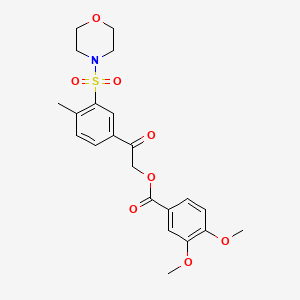 molecular formula C22H25NO8S B11086008 2-[4-Methyl-3-(morpholin-4-ylsulfonyl)phenyl]-2-oxoethyl 3,4-dimethoxybenzoate 