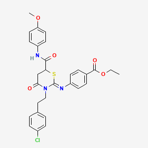 ethyl 4-({(2Z)-3-[2-(4-chlorophenyl)ethyl]-6-[(4-methoxyphenyl)carbamoyl]-4-oxo-1,3-thiazinan-2-ylidene}amino)benzoate