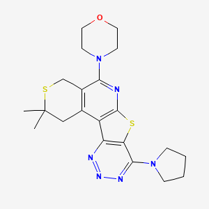 molecular formula C21H26N6OS2 B11086069 2,2-Dimethyl-5-morpholin-4-yl-8-pyrrolidin-1-yl-1,4-dihydro-2H-3,7-dithia-6,9,10,11-tetraaza-benzo[c]flu orene 