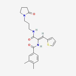 molecular formula C23H27N3O3S B11086124 3,4-dimethyl-N-[(1Z)-3-oxo-3-{[3-(2-oxopyrrolidin-1-yl)propyl]amino}-1-(thiophen-2-yl)prop-1-en-2-yl]benzamide 