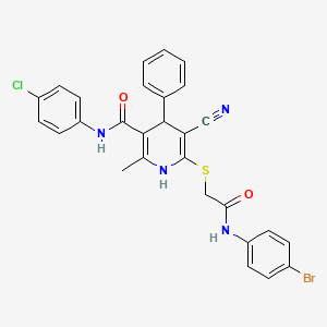 molecular formula C28H22BrClN4O2S B11086138 6-({2-[(4-bromophenyl)amino]-2-oxoethyl}sulfanyl)-N-(4-chlorophenyl)-5-cyano-2-methyl-4-phenyl-1,4-dihydropyridine-3-carboxamide 