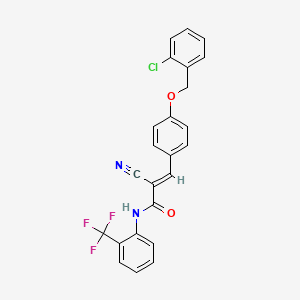 molecular formula C24H16ClF3N2O2 B11086172 (2E)-3-{4-[(2-chlorobenzyl)oxy]phenyl}-2-cyano-N-[2-(trifluoromethyl)phenyl]prop-2-enamide 