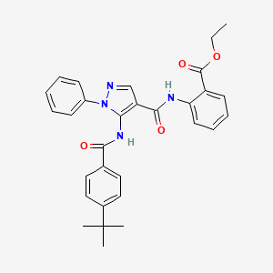 molecular formula C30H30N4O4 B11086178 ethyl 2-{[(5-{[(4-tert-butylphenyl)carbonyl]amino}-1-phenyl-1H-pyrazol-4-yl)carbonyl]amino}benzoate 