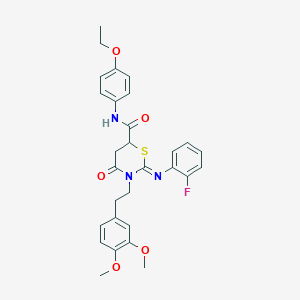 (2Z)-3-[2-(3,4-dimethoxyphenyl)ethyl]-N-(4-ethoxyphenyl)-2-[(2-fluorophenyl)imino]-4-oxo-1,3-thiazinane-6-carboxamide