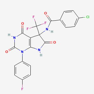 4-chloro-N-[1-(4-fluorophenyl)-2,4,6-trioxo-5-(trifluoromethyl)-2,3,4,5,6,7-hexahydro-1H-pyrrolo[2,3-d]pyrimidin-5-yl]benzamide