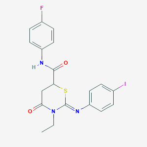 molecular formula C19H17FIN3O2S B11086266 (2Z)-3-ethyl-N-(4-fluorophenyl)-2-[(4-iodophenyl)imino]-4-oxo-1,3-thiazinane-6-carboxamide 