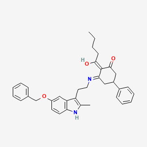 3-({2-[5-(benzyloxy)-2-methyl-1H-indol-3-yl]ethyl}amino)-2-pentanoyl-5-phenylcyclohex-2-en-1-one