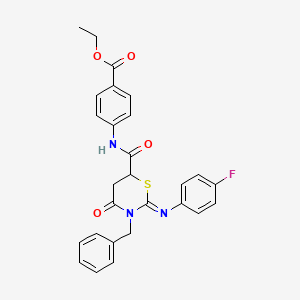 molecular formula C27H24FN3O4S B11086310 ethyl 4-[({(2Z)-3-benzyl-2-[(4-fluorophenyl)imino]-4-oxo-1,3-thiazinan-6-yl}carbonyl)amino]benzoate 