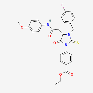 Ethyl 4-[3-(4-fluorobenzyl)-4-{2-[(4-methoxyphenyl)amino]-2-oxoethyl}-5-oxo-2-thioxoimidazolidin-1-yl]benzoate