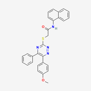 molecular formula C28H22N4O2S B11086359 2-{[6-(4-methoxyphenyl)-5-phenyl-1,2,4-triazin-3-yl]sulfanyl}-N-(naphthalen-1-yl)acetamide 