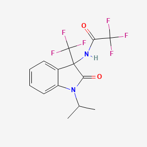 molecular formula C14H12F6N2O2 B11086365 Acetamide, 2,2,2-trifluoro-N-(1-isopropyl-2-oxo-3-trifluoromethyl-2,3-dihydro-1H-indol-3-yl)- 