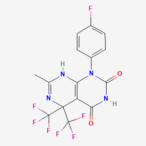 molecular formula C15H9F7N4O2 B11086366 1-(4-fluorophenyl)-7-methyl-5,5-bis(trifluoromethyl)-5,8-dihydropyrimido[4,5-d]pyrimidine-2,4(1H,3H)-dione 