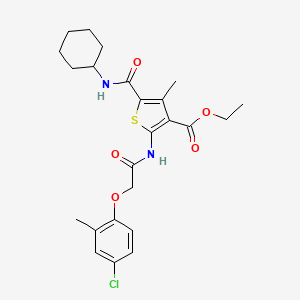 molecular formula C24H29ClN2O5S B11086375 Ethyl 2-{[(4-chloro-2-methylphenoxy)acetyl]amino}-5-(cyclohexylcarbamoyl)-4-methylthiophene-3-carboxylate 