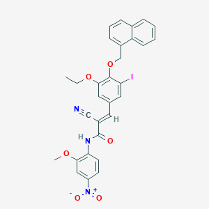 molecular formula C30H24IN3O6 B11086410 (2E)-2-cyano-3-[3-ethoxy-5-iodo-4-(naphthalen-1-ylmethoxy)phenyl]-N-(2-methoxy-4-nitrophenyl)prop-2-enamide 