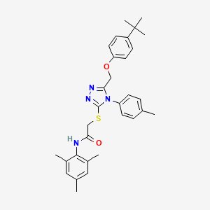 molecular formula C31H36N4O2S B11086413 2-((5-((4-(tert-Butyl)phenoxy)methyl)-4-(p-tolyl)-4H-1,2,4-triazol-3-yl)thio)-N-mesitylacetamide CAS No. 539808-77-0