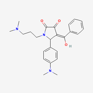 molecular formula C24H29N3O3 B11086419 5-[4-(dimethylamino)phenyl]-1-[3-(dimethylamino)propyl]-3-hydroxy-4-(phenylcarbonyl)-1,5-dihydro-2H-pyrrol-2-one 