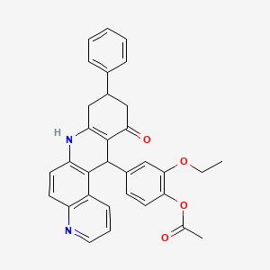 2-Ethoxy-4-(11-oxo-9-phenyl-7,8,9,10,11,12-hexahydrobenzo[b][4,7]phenanthrolin-12-yl)phenyl acetate