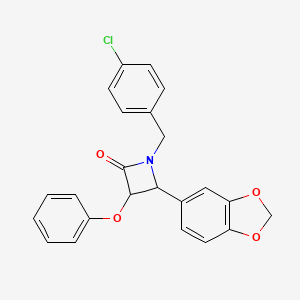 molecular formula C23H18ClNO4 B11086479 4-(1,3-Benzodioxol-5-yl)-1-(4-chlorobenzyl)-3-phenoxyazetidin-2-one 