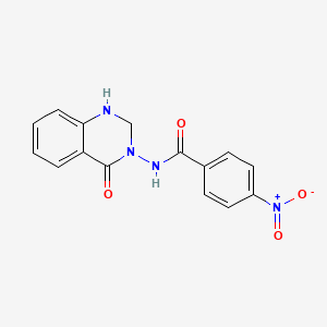 molecular formula C15H12N4O4 B11086546 4-nitro-N-(4-oxo-1,4-dihydroquinazolin-3(2H)-yl)benzamide 