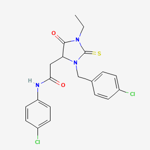 2-[3-(4-chlorobenzyl)-1-ethyl-5-oxo-2-thioxoimidazolidin-4-yl]-N-(4-chlorophenyl)acetamide