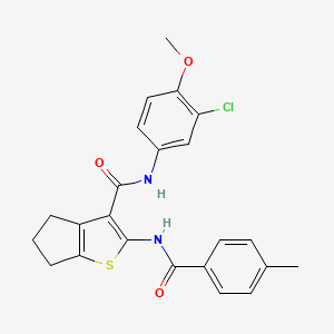 molecular formula C23H21ClN2O3S B11086604 N-(3-chloro-4-methoxyphenyl)-2-{[(4-methylphenyl)carbonyl]amino}-5,6-dihydro-4H-cyclopenta[b]thiophene-3-carboxamide 