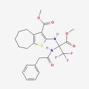 methyl 2-({1,1,1-trifluoro-3-methoxy-3-oxo-2-[(phenylacetyl)amino]propan-2-yl}amino)-5,6,7,8-tetrahydro-4H-cyclohepta[b]thiophene-3-carboxylate