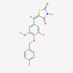 (5E)-5-{3-iodo-5-methoxy-4-[(4-methylbenzyl)oxy]benzylidene}-3-methyl-1,3-thiazolidine-2,4-dione