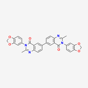 molecular formula C32H22N4O6 B11086727 3,3'-bis(1,3-benzodioxol-5-yl)-2,2'-dimethyl-6,6'-biquinazoline-4,4'(3H,3'H)-dione 