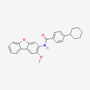 molecular formula C26H25NO3 B11086762 4-cyclohexyl-N-(2-methoxydibenzo[b,d]furan-3-yl)benzamide 