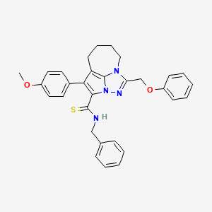 N-benzyl-4-(4-methoxyphenyl)-1-(phenoxymethyl)-5,6,7,8-tetrahydro-2,2a,8a-triazacyclopenta[cd]azulene-3-carbothioamide